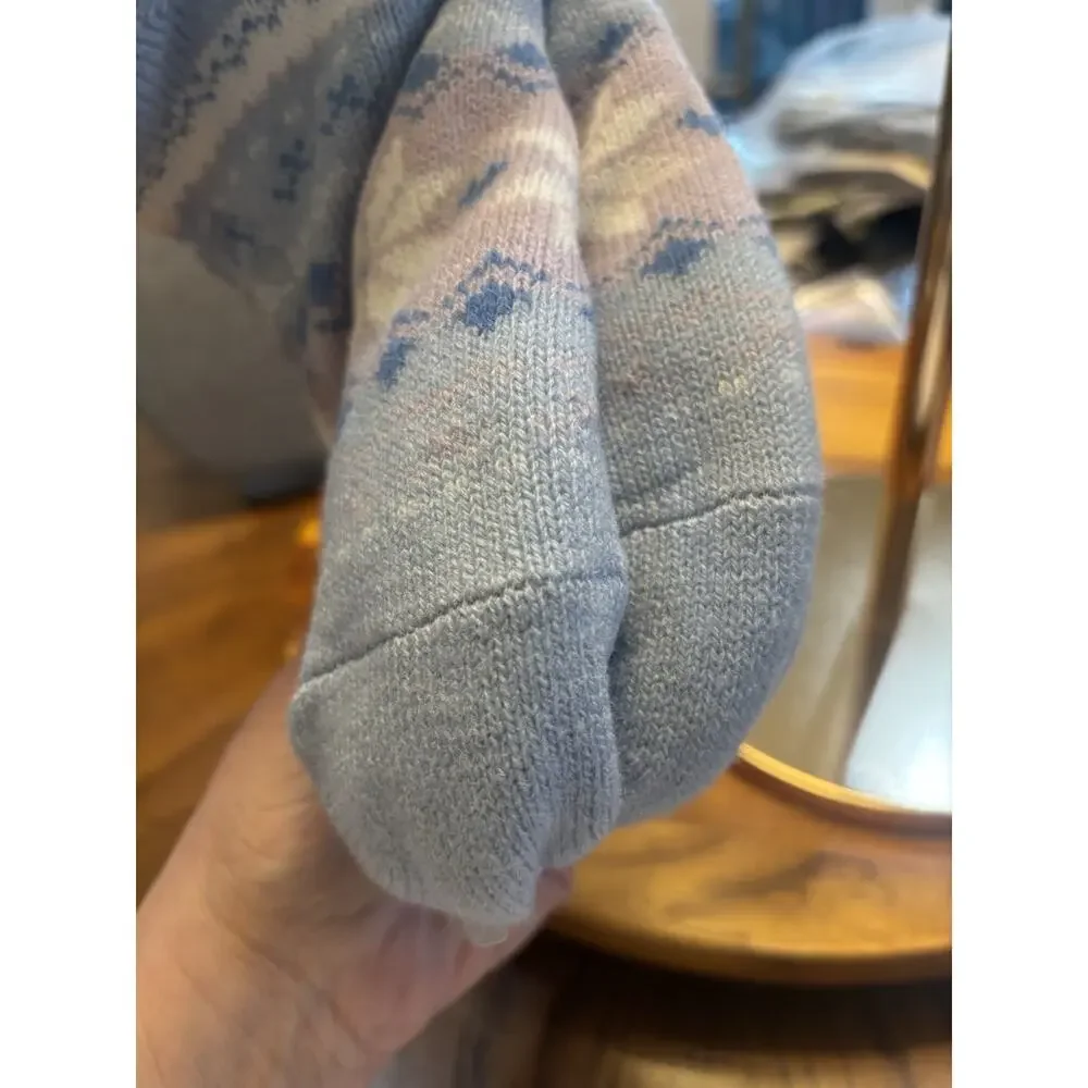 Compass Pastel Women’s Sherpa Lined Thermal Socks Non-Slip Fair Isle Snowflake